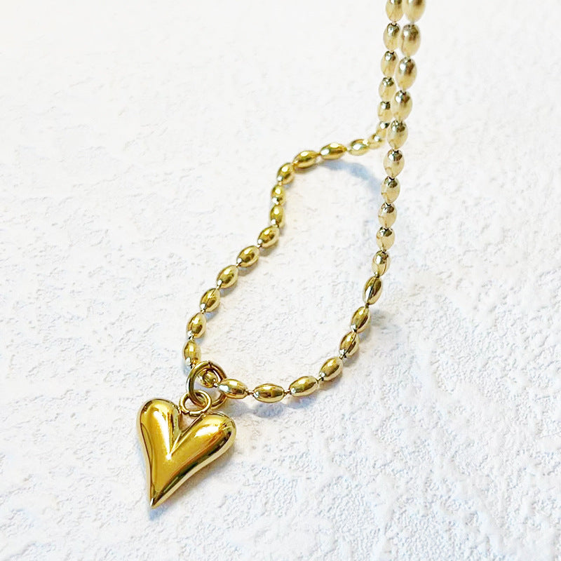 Titanium Steel 18K Gold Plated Simple Style Heart Shape Pendant Necklace