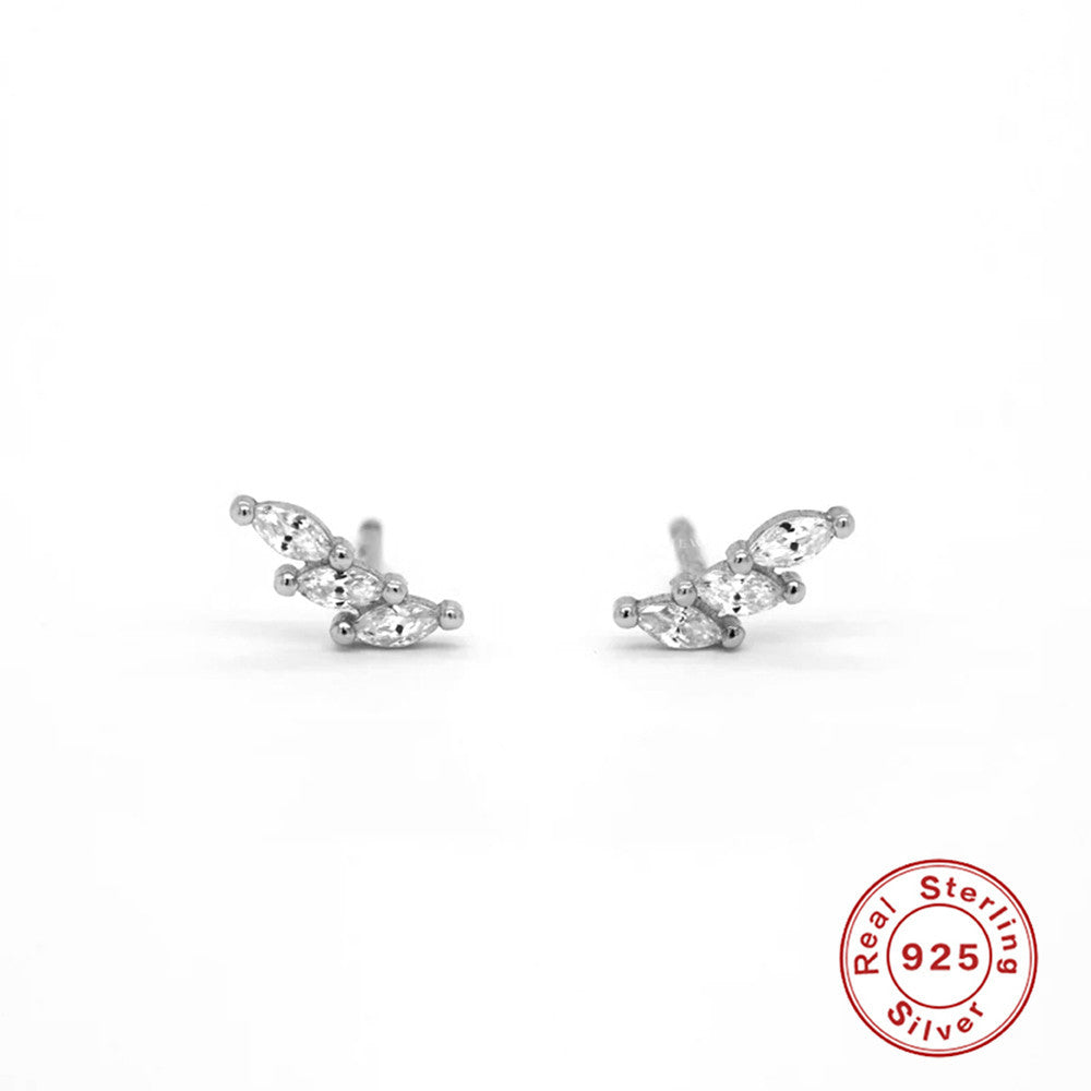 1 Pair Simple Style Geometric Inlay Sterling Silver Zircon Ear Studs