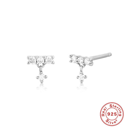 1 Pair Simple Style Geometric Inlay Sterling Silver Zircon Ear Studs