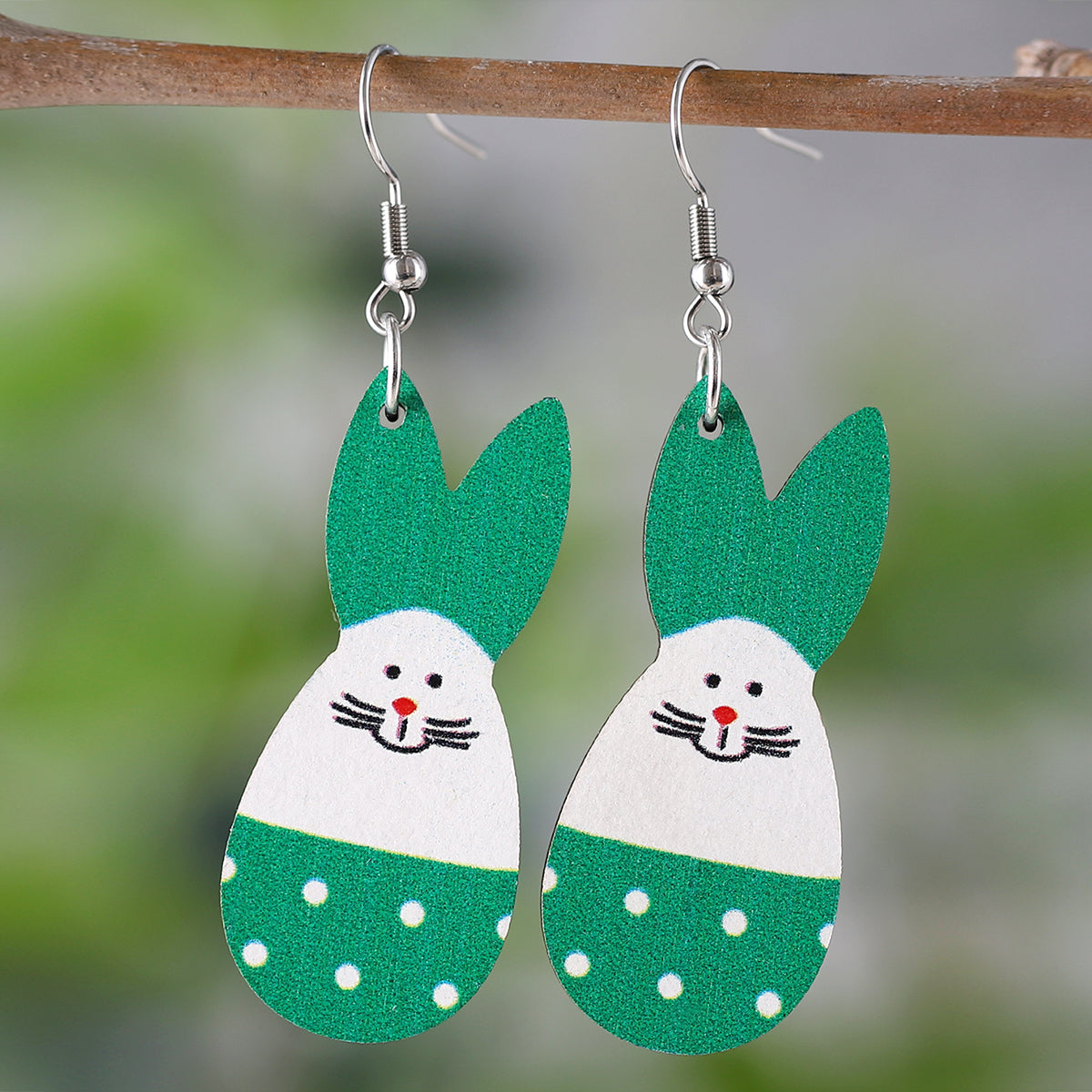 1 Pair Retro Rabbit Wood Drop Earrings