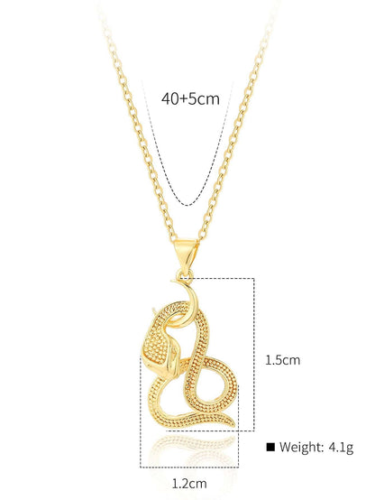 Copper 18K Gold Plated IG Style Snake Inlay Zircon Pendant Necklace