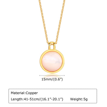 Copper Gold Plated Simple Style Round Inlay Shell Pendant Necklace