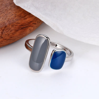 Sterling Silver Simple Style Rectangle Plating Open Rings