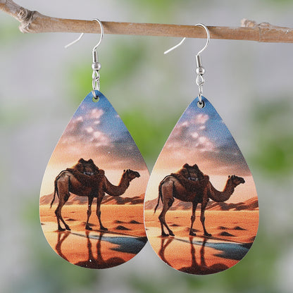 1 Pair Retro Lamp Wood Drop Earrings