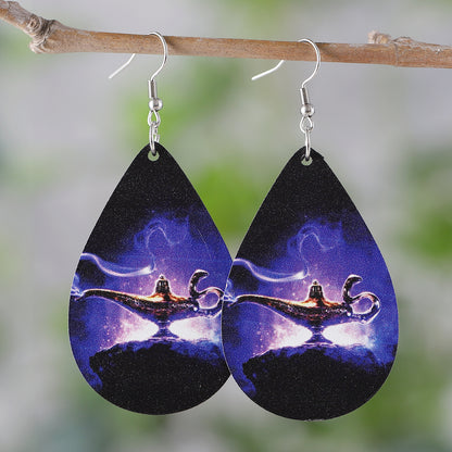 1 Pair Retro Lamp Wood Drop Earrings