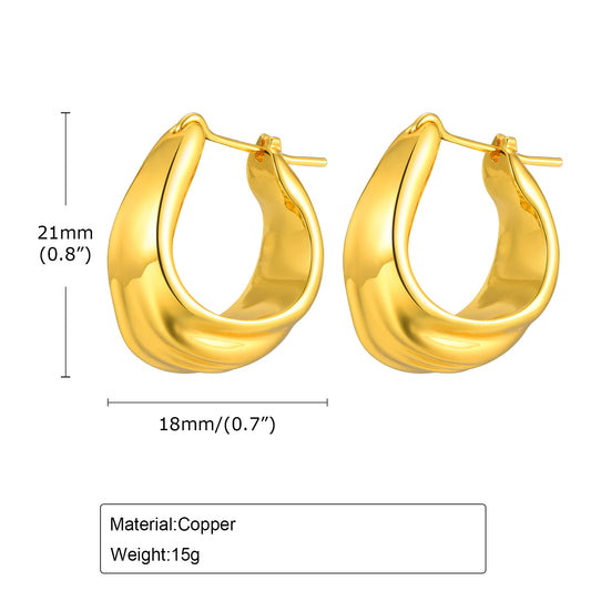 1 Pair Simple Style Solid Color Frill Brass Gold Plated Earrings