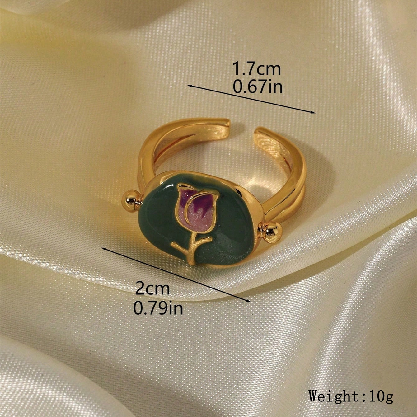 Wholesale Retro Sweet Rose Copper Enamel 18K Gold Plated Open Rings