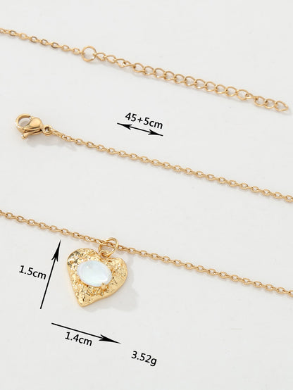 Copper 18K Gold Plated IG Style Heart Shape Inlay Zircon Pendant Necklace