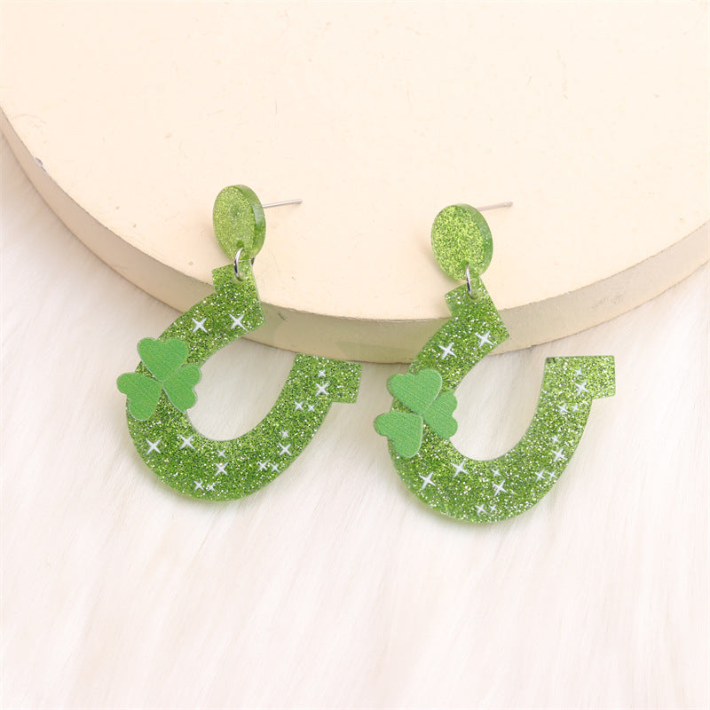 Simple Style Shamrock Rainbow Arylic Printing Women's Earrings Necklace