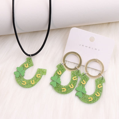 Simple Style Shamrock Rainbow Arylic Printing Women's Earrings Necklace