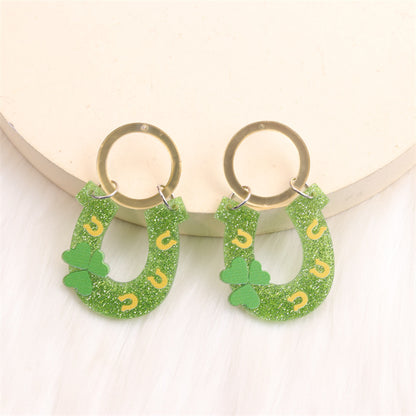 Simple Style Shamrock Rainbow Arylic Printing Women's Earrings Necklace