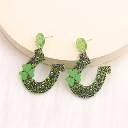 Simple Style Shamrock Rainbow Arylic Printing Women's Earrings Necklace