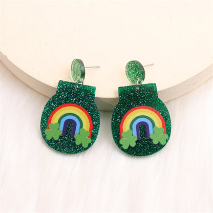 Simple Style Shamrock Rainbow Arylic Printing Women's Earrings Necklace