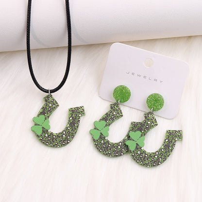 Simple Style Shamrock Rainbow Arylic Printing Women's Earrings Necklace