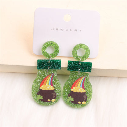 Simple Style Shamrock Rainbow Arylic Printing Women's Earrings Necklace