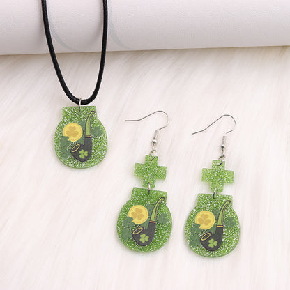 Simple Style Shamrock Rainbow Arylic Printing Women's Earrings Necklace