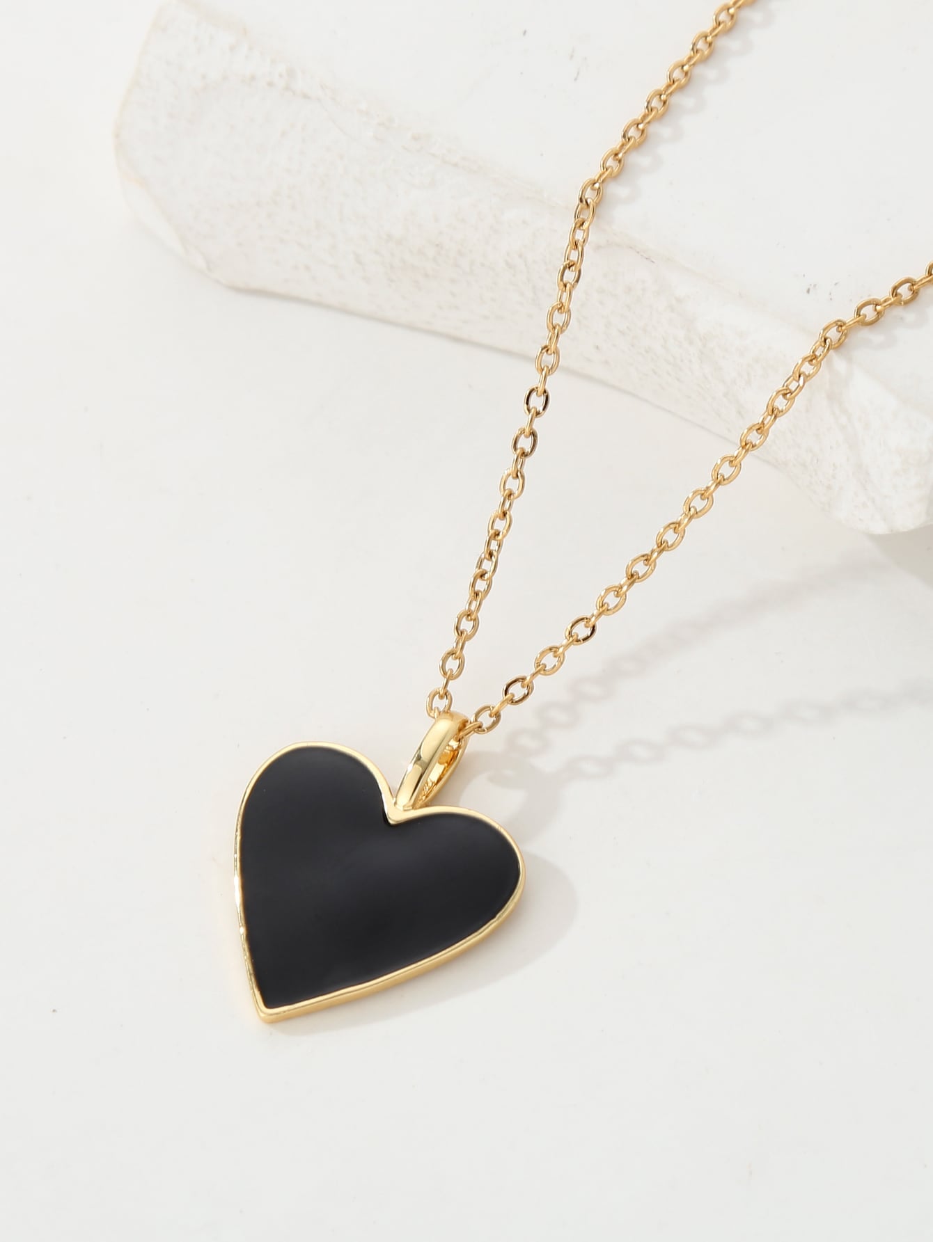 Copper 18K Gold Plated Y2K Heart Shape Enamel Pendant Necklace