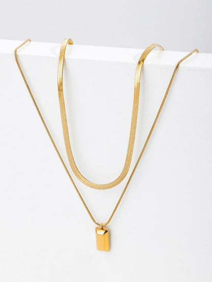 Stainless Steel 18K Gold Plated Simple Style Geometric Pendant Necklace