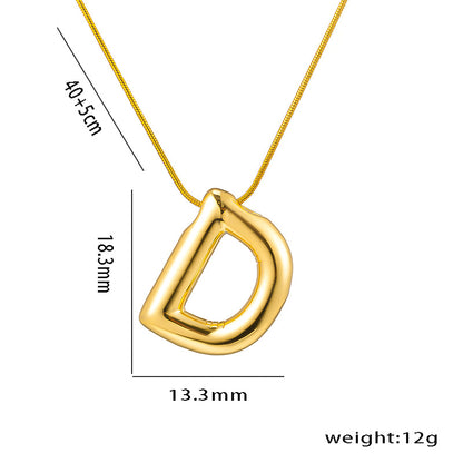 Titanium Steel Simple Style Letter Plating Pendant Necklace