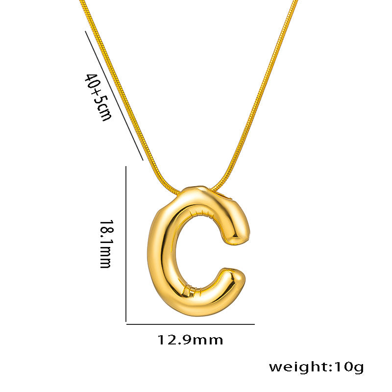 Titanium Steel Vintage Style Letter Plating Pendant Necklace