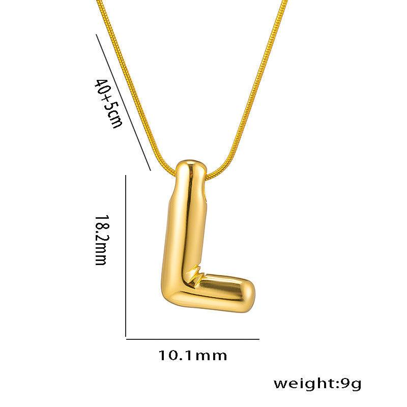 Titanium Steel Vintage Style Letter Plating Pendant Necklace