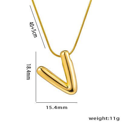 Titanium Steel Vintage Style Letter Plating Pendant Necklace