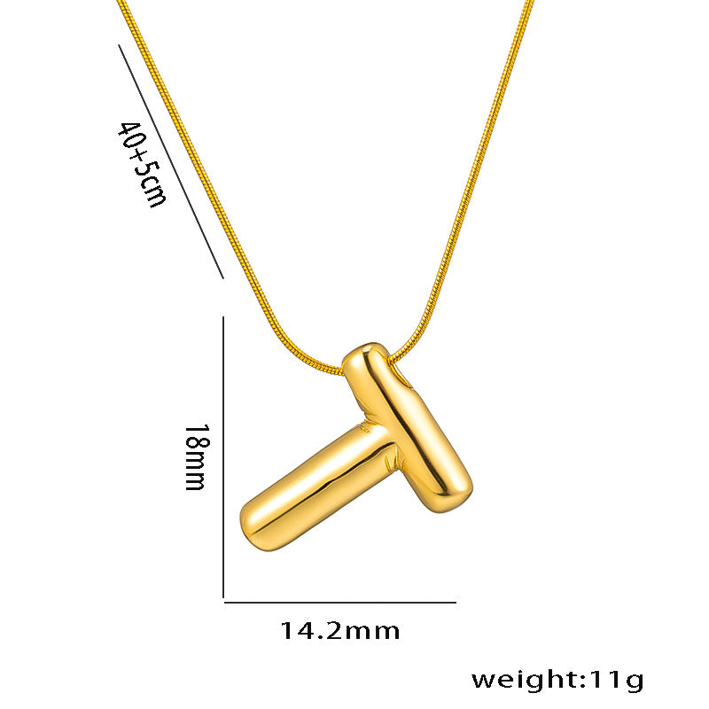 Titanium Steel Vintage Style Letter Plating Pendant Necklace