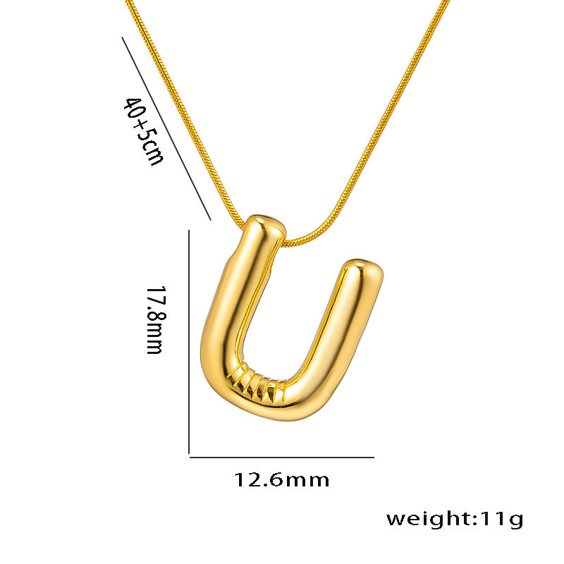 Titanium Steel Vintage Style Letter Plating Pendant Necklace