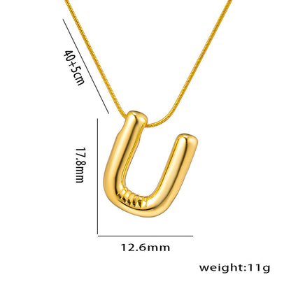 Titanium Steel Simple Style Letter Plating Pendant Necklace