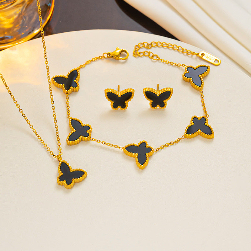 Titanium Steel Simple Style Butterfly Plating Earrings