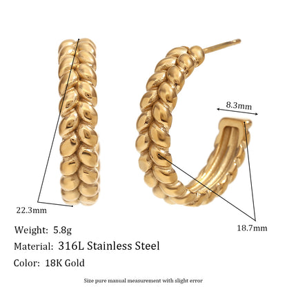 1 Pair Simple Style Grain Plating Stainless Steel Ear Studs