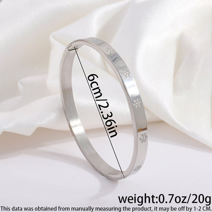 Stainless Steel Elegant Star Heart Shape Flower Plating Inlay Rhinestones Bangle