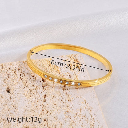 Stainless Steel Elegant Star Heart Shape Flower Plating Inlay Rhinestones Bangle