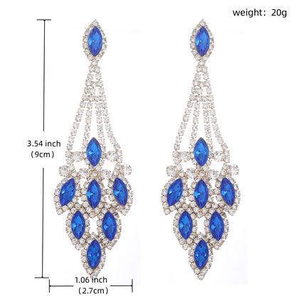 1 Pair Luxurious Shiny Tassel Inlay Copper Rhinestones Zircon Drop Earrings