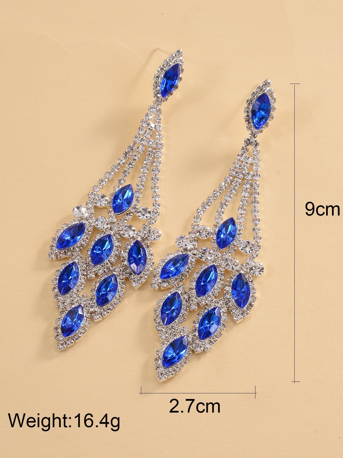 1 Pair Luxurious Shiny Tassel Inlay Copper Rhinestones Zircon Drop Earrings