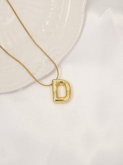 Titanium Steel Copper 18K Gold Plated Classic Style Letter Pendant Necklace