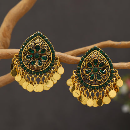 1 Pair Vintage Style Bohemian Water Droplets Plating Inlay Ferroalloy Rhinestones Drop Earrings