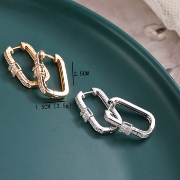 1 Pair Simple Style Geometric Plating Copper Hoop Earrings