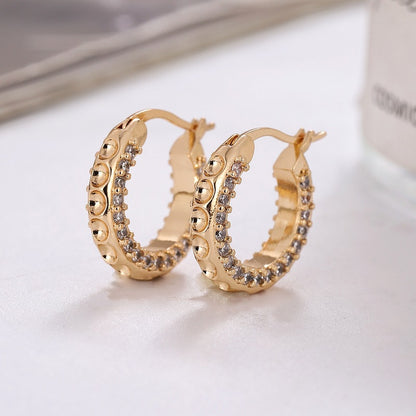 1 Pair Elegant Geometric Plating Copper Hoop Earrings