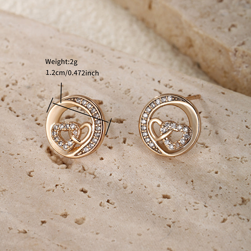 1 Pair Cute XUPING Simple Style Round Heart Shape Inlay Alloy Copper Alloy Artificial Gemstones 14K Gold Plated 18K Gold Plated White Gold Plated Ear Studs