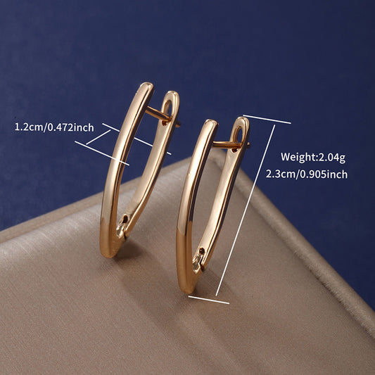 1 Pair XUPING Simple Style Geometric Inlay Copper Alloy Artificial Gemstones 18K Gold Plated Hoop Earrings