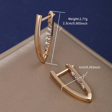1 Pair XUPING Simple Style Geometric Inlay Copper Alloy Artificial Gemstones 18K Gold Plated Hoop Earrings