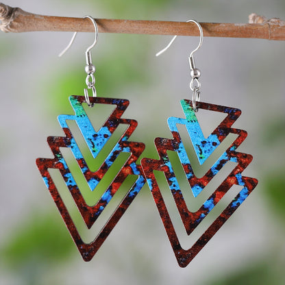 1 Pair Retro Geometric Wood Drop Earrings