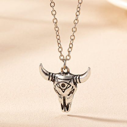 Hip-Hop Retro Bull Head Zinc Alloy Women's Pendant Necklace