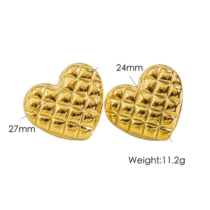 1 Pair Retro Simple Style Heart Shape Stainless Steel 14K Gold Plated Ear Studs