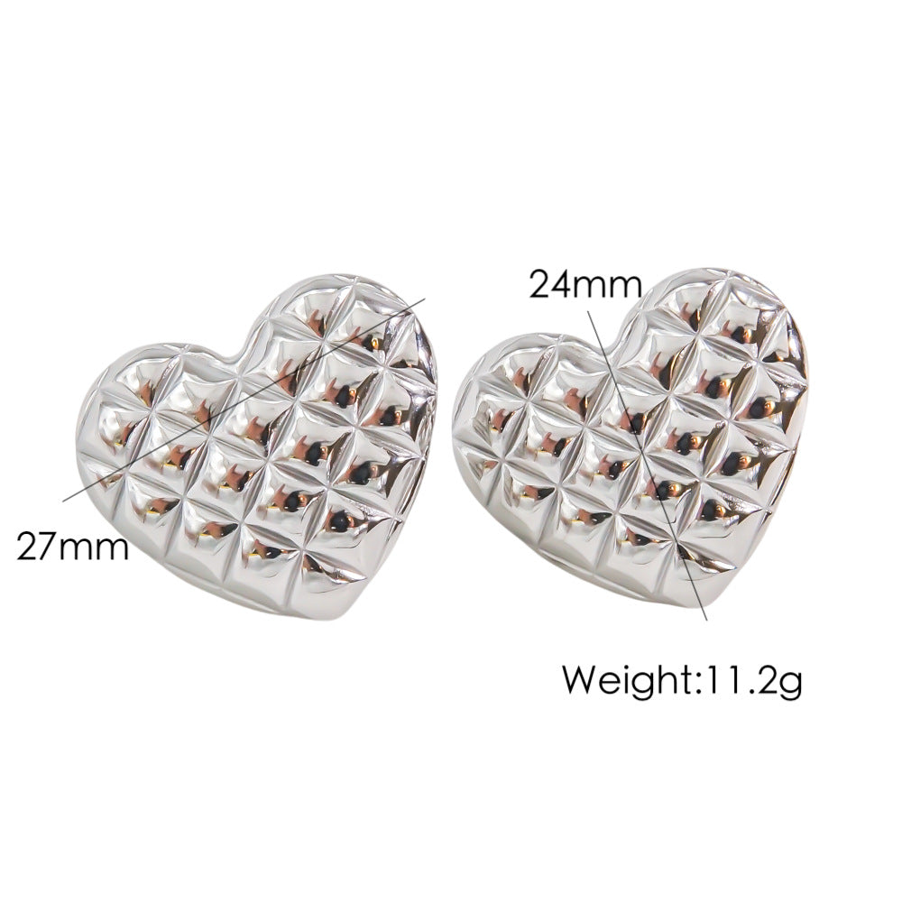 1 Pair Retro Simple Style Heart Shape Stainless Steel 14K Gold Plated Ear Studs