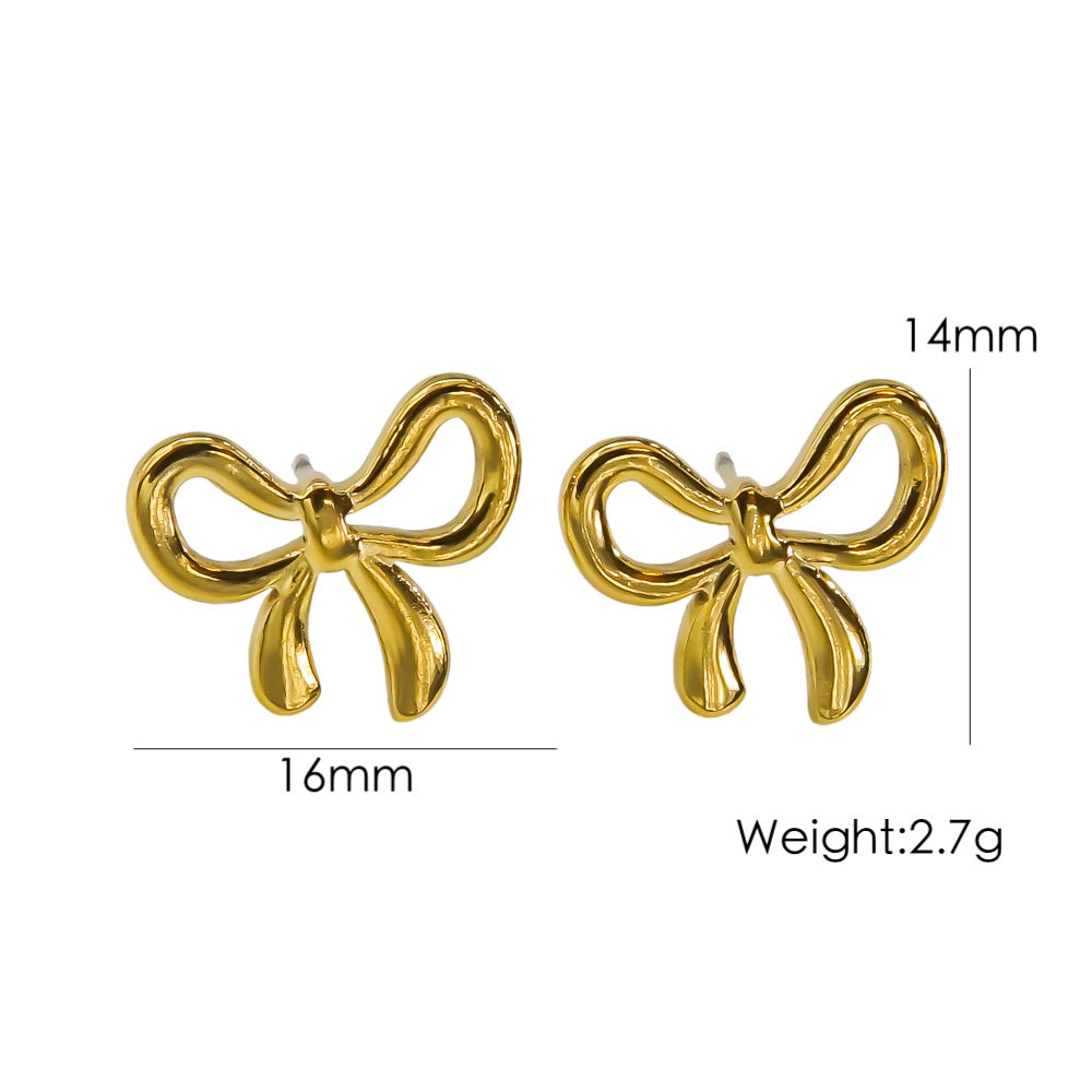 304 Stainless Steel Gold Plated Silver Plated Casual Sweet Plating Bow Knot Earrings Necklace