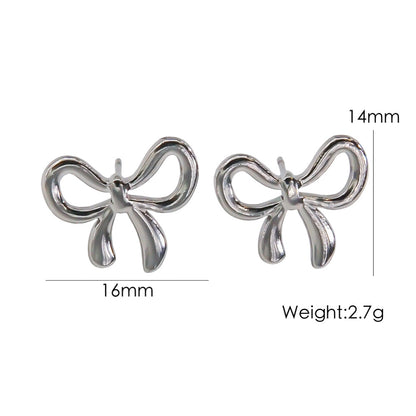 304 Stainless Steel Gold Plated Silver Plated Casual Sweet Plating Bow Knot Earrings Necklace