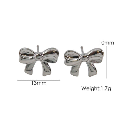 304 Stainless Steel Gold Plated Silver Plated Casual Sweet Plating Bow Knot Earrings Necklace