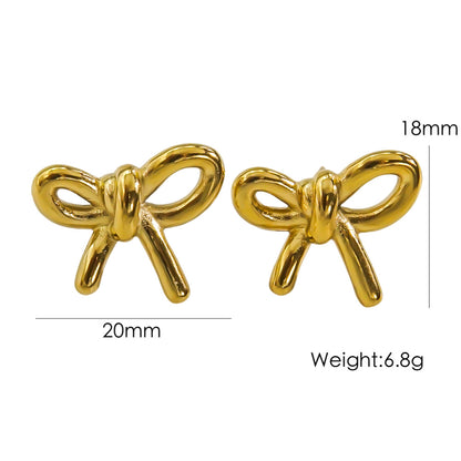 304 Stainless Steel Gold Plated Silver Plated Casual Sweet Plating Bow Knot Earrings Necklace